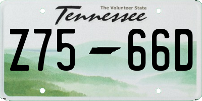 TN license plate Z7566D