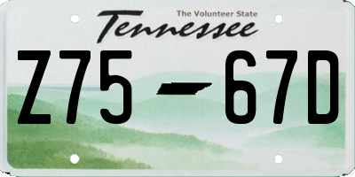 TN license plate Z7567D
