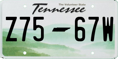TN license plate Z7567W