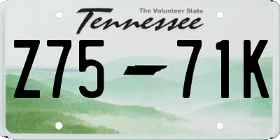 TN license plate Z7571K