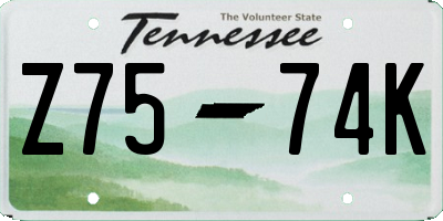 TN license plate Z7574K