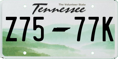 TN license plate Z7577K