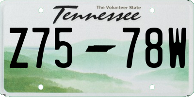 TN license plate Z7578W