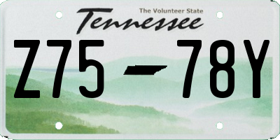 TN license plate Z7578Y