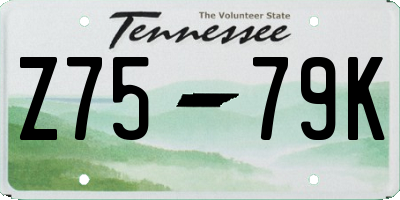 TN license plate Z7579K