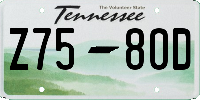 TN license plate Z7580D