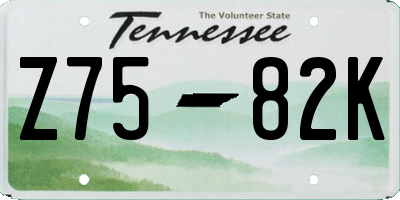 TN license plate Z7582K