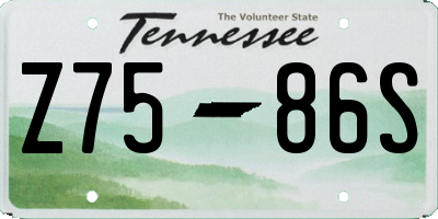TN license plate Z7586S