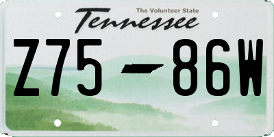 TN license plate Z7586W