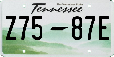 TN license plate Z7587E