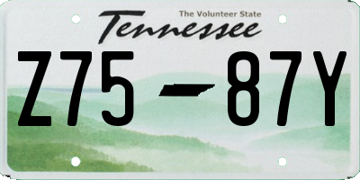 TN license plate Z7587Y