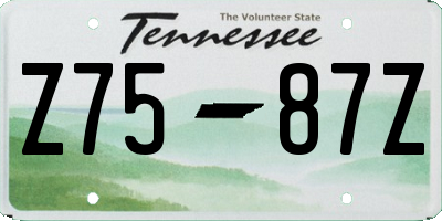 TN license plate Z7587Z