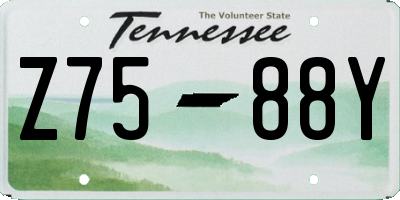 TN license plate Z7588Y