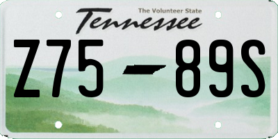 TN license plate Z7589S