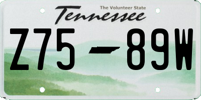 TN license plate Z7589W