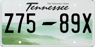 TN license plate Z7589X