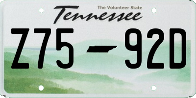 TN license plate Z7592D