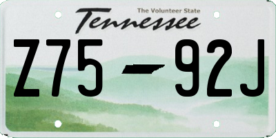 TN license plate Z7592J