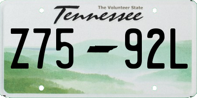 TN license plate Z7592L