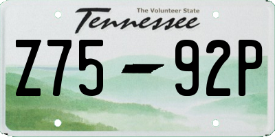 TN license plate Z7592P