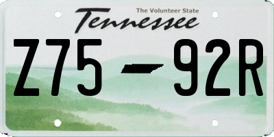 TN license plate Z7592R