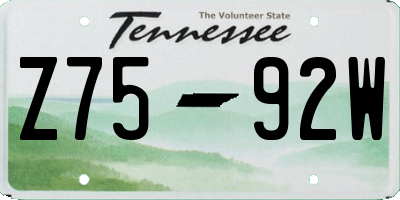 TN license plate Z7592W