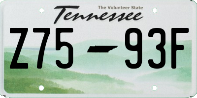 TN license plate Z7593F