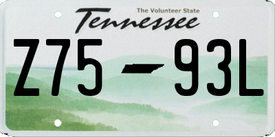 TN license plate Z7593L