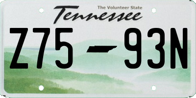 TN license plate Z7593N