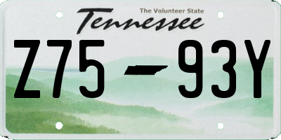 TN license plate Z7593Y