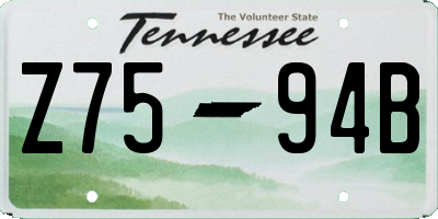 TN license plate Z7594B