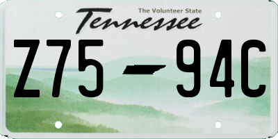 TN license plate Z7594C