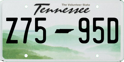 TN license plate Z7595D