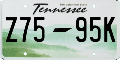 TN license plate Z7595K