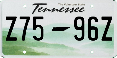 TN license plate Z7596Z