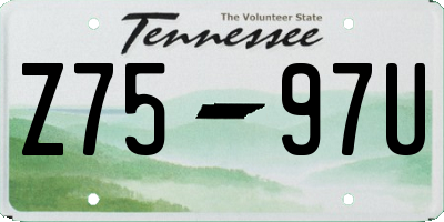 TN license plate Z7597U