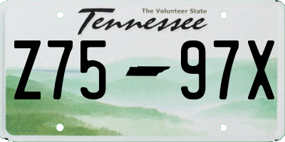 TN license plate Z7597X