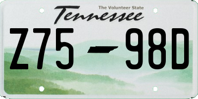 TN license plate Z7598D