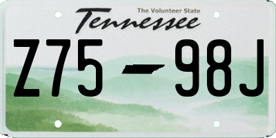 TN license plate Z7598J