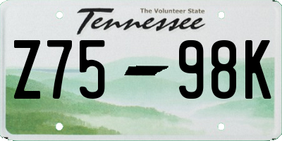 TN license plate Z7598K