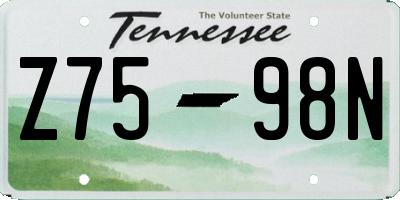 TN license plate Z7598N