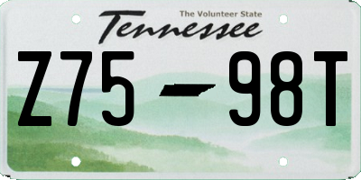 TN license plate Z7598T