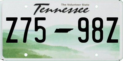 TN license plate Z7598Z
