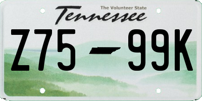 TN license plate Z7599K