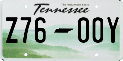 TN license plate Z7600Y