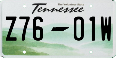 TN license plate Z7601W