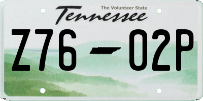 TN license plate Z7602P