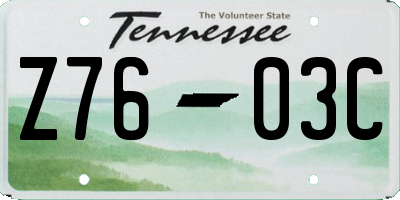 TN license plate Z7603C