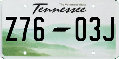 TN license plate Z7603J