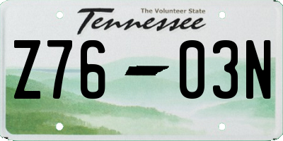 TN license plate Z7603N